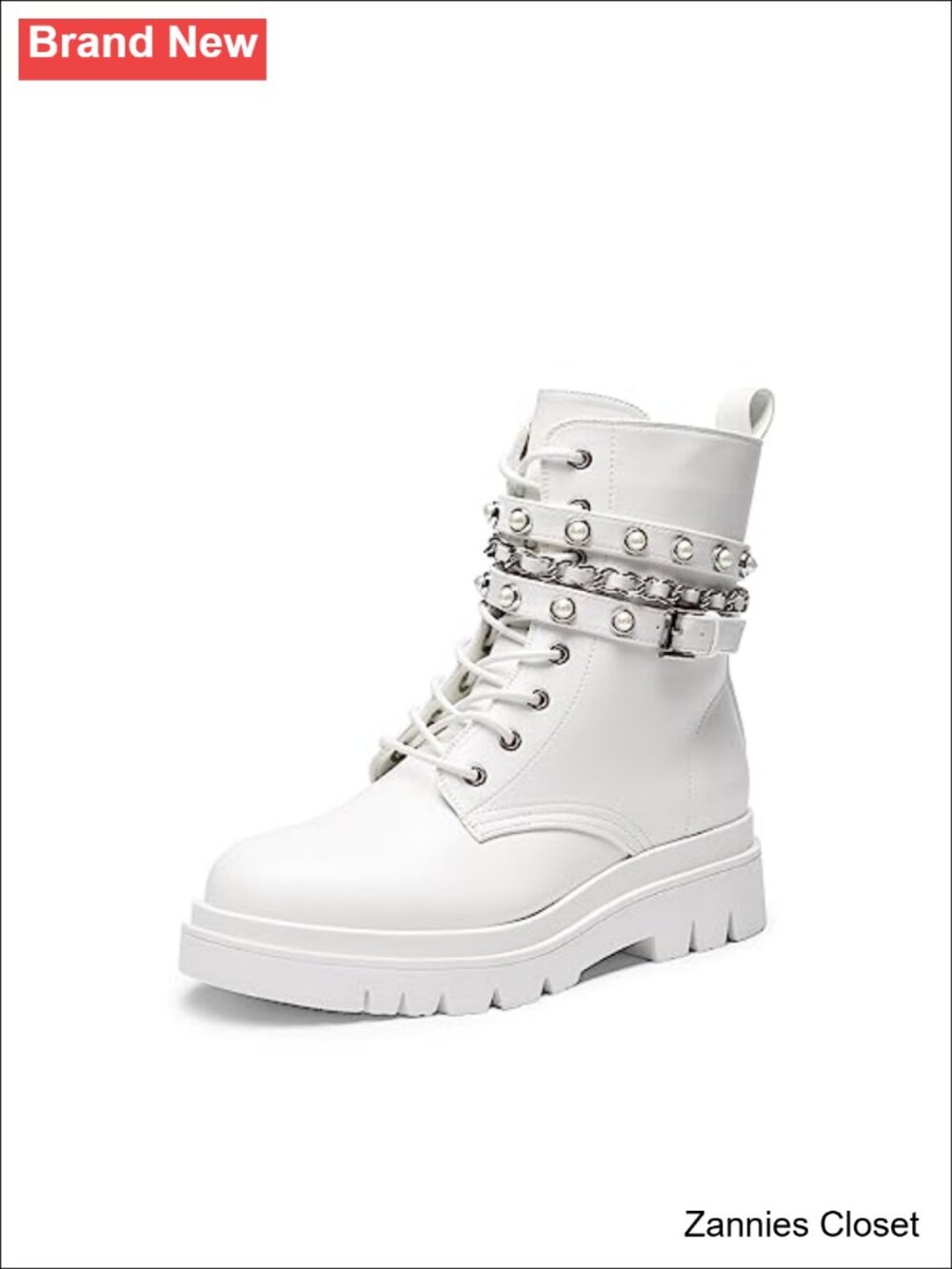 ✨ DREAM PAIRS Women's Combat Boots Faux Leather Lace Up Ankle Booties